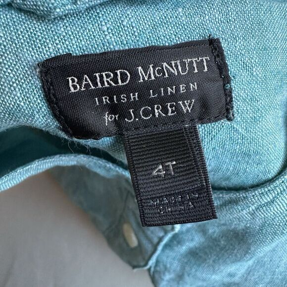 J.Crew Baird McNutt Irish Linen Tunic Top | Aqua Blue Button Front Shirt 4 Tall - Picture 7 of 8